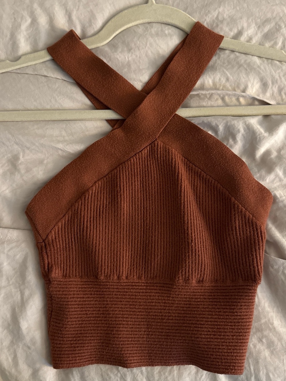 Abercrombie & Fitch Rust Brown Ribbed Crop Top